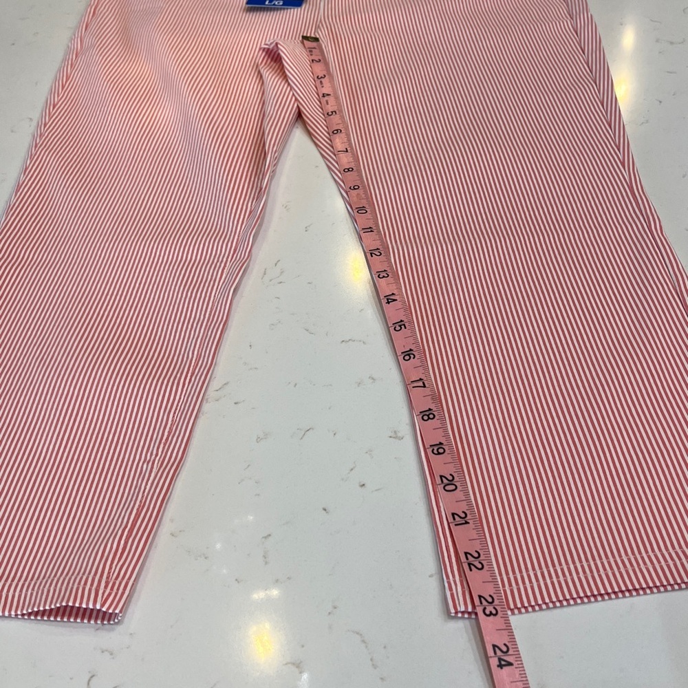 Mario Serrani Comfort Stretch Capri Pants Tomato Ivory NWT Size L - Picture 9 of 11